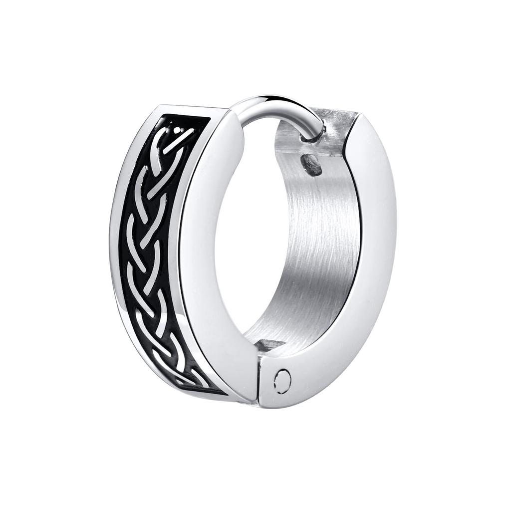 Punk Viking Hoop Earrings for Men Boys,Vintage Celtic Knot Stainless Steel Huggies Earrings,Hip Hop Cool Street Zircon Gifts