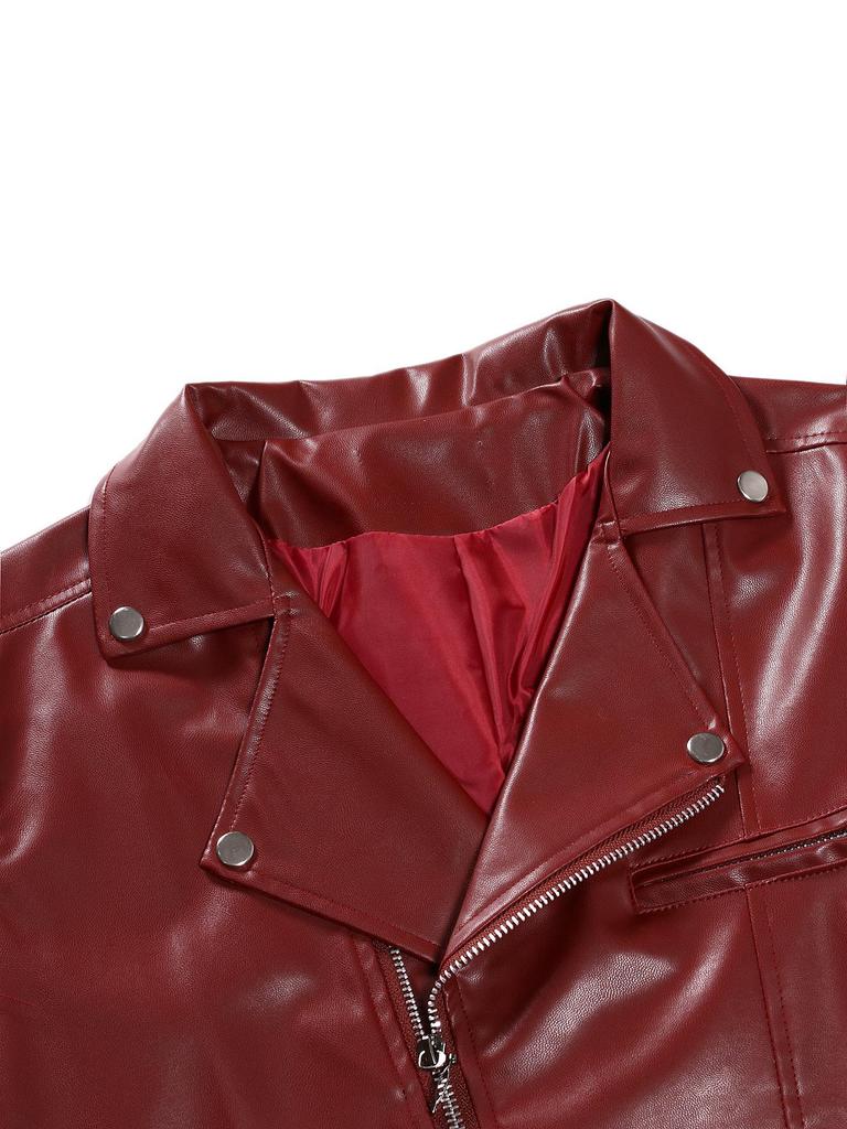 Herren Modische Leder Motorradjacke - Frühling/Herbst Stil mit Horizontalem Reißverschluss, Attraktives Design, Jugend Übergröße Oberbekleidung