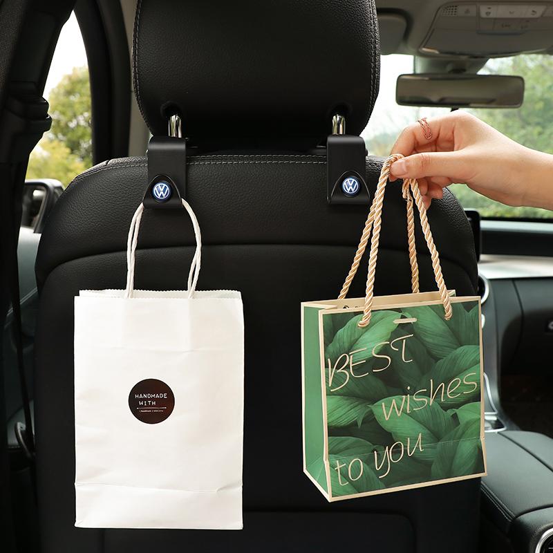 2026 Hot For Volkswagen VW Car Emblem Seat Back Storage Hook Organizer Holder For VW GTI Polo Golf Passat Tiguan Arteon Touareg