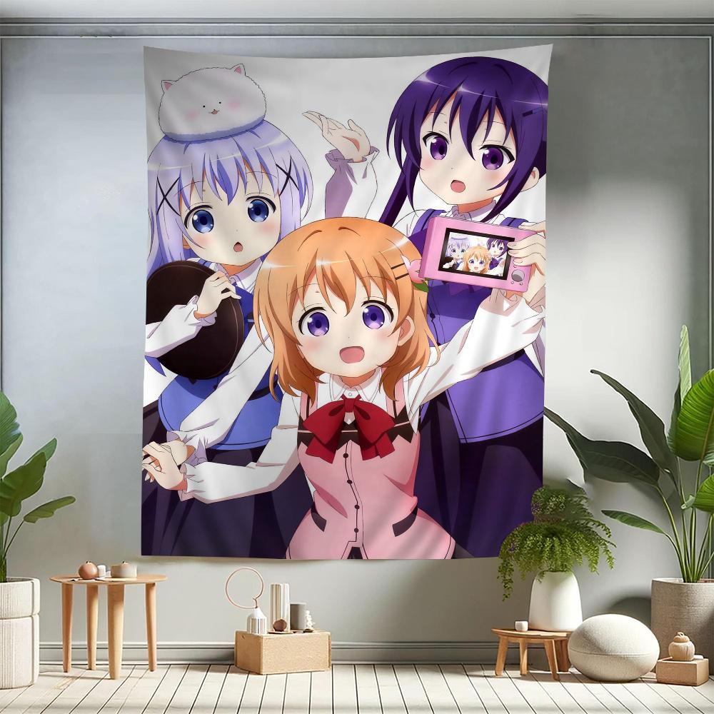 Anime Is the order a rabbit Zeichentrick Wandteppich Wandbehang Dekoration Haushalt Heimdekor Niedliches Anime Dienstmädchen Mädchen Wandteppich