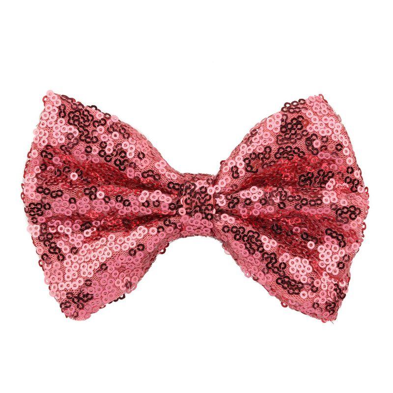European and American Baby Barrettes Girls Hair Accessories Dance Headdress Shiny Sequin Big Bow Hairpin Barrettes Baby Barrettes Side Clip Watermelon Red
