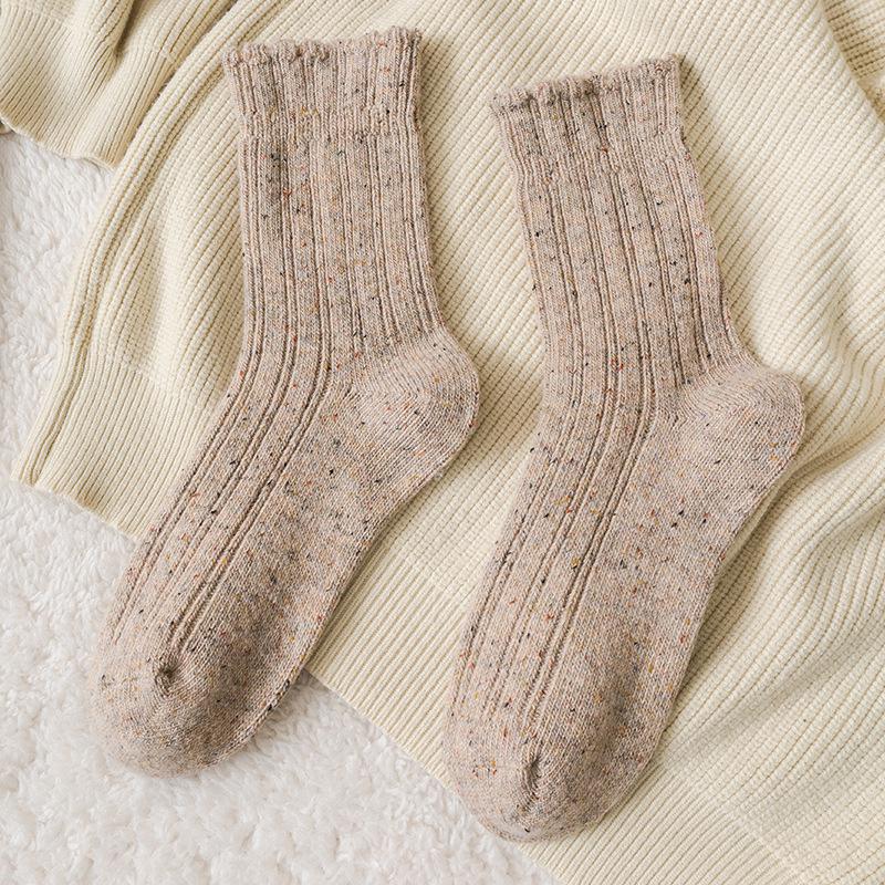 Female Autumn and Winter Thickened Warm Point Yarn Lace Lovely Wool Long Pile Pile Socks