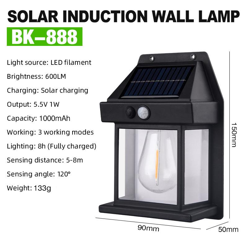 LED Solar Light Waterproof Wall Lamp Motion Sensor Courtyard Garden Lighting Decoration Sunlight Solar Power Yard Tungsten Lamp
