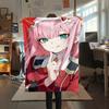 1PC DARLING In the FRANXX Zero Two Print Flannel Blanket, High Quality All Seasons, Home Decor, Warmth and Comfort, Perfect for Christmas Gifts