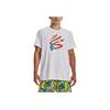 Under Armour Cartoon Pattern Printed Crew Neck Pullover American Vintage T-Shirt Men Tops White 1374213-100