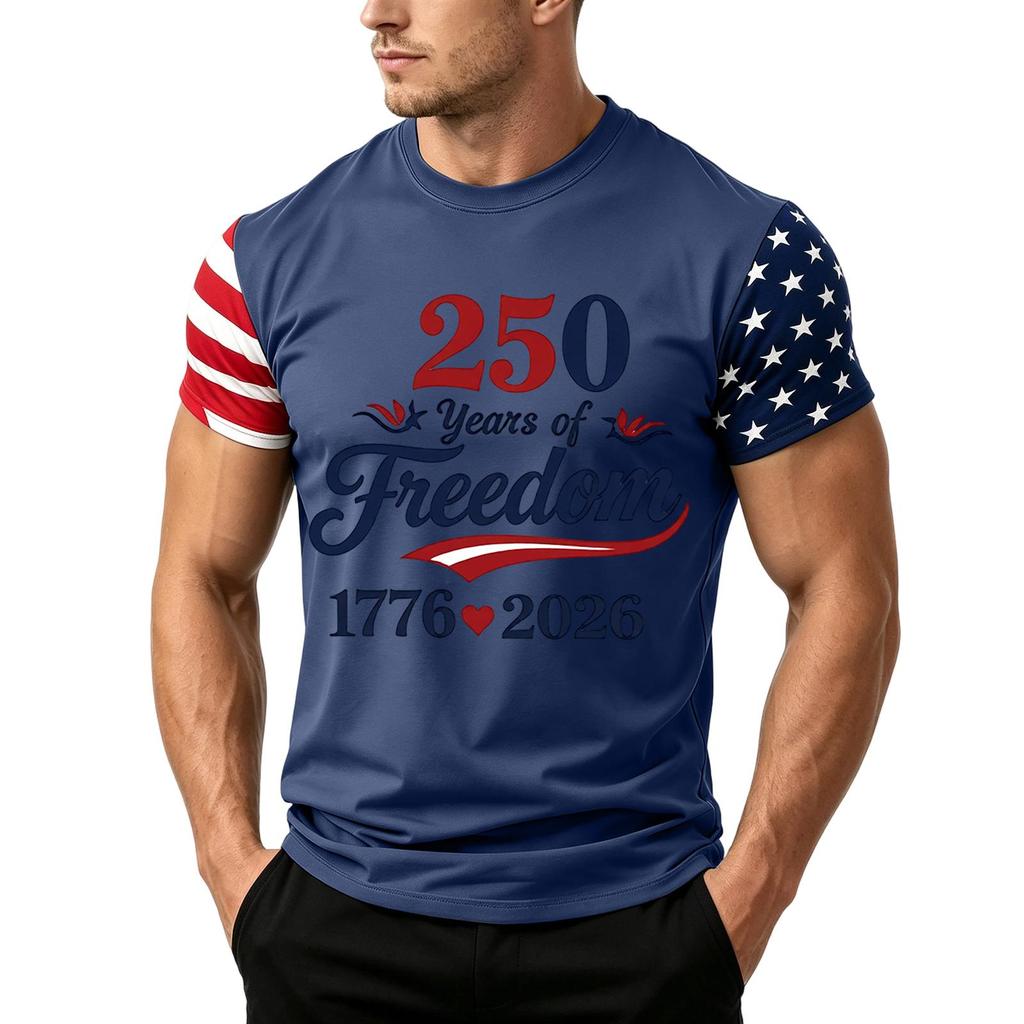 Men's Independence Day Flag Print Short Sleeve T-Shirt, Loose Casual Daily Summer Tops