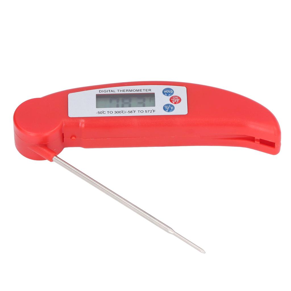 Meat Temperature Measurement Fast Digital Food Thermometer with Foldable Probe for Cooking Red