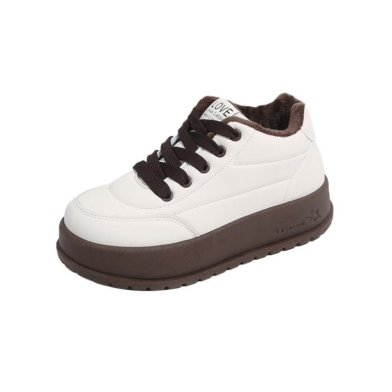 Winter Women's Retro Warm Plush Low Top Vulcanize Shoe Fashion Versatile Comfortable Velvet Non Slip Chunky Cotton Sneakers