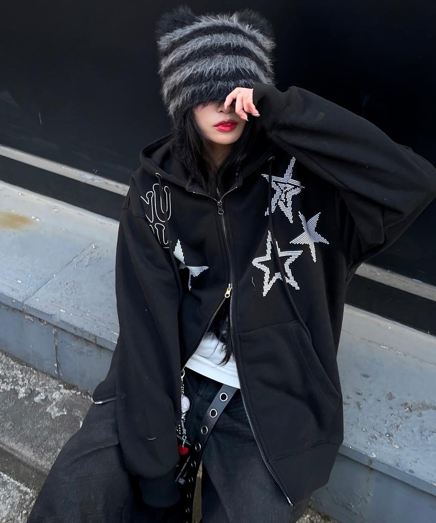 Notusual Dot Star 2-Way Zip-Up Hoodie 2 Colors