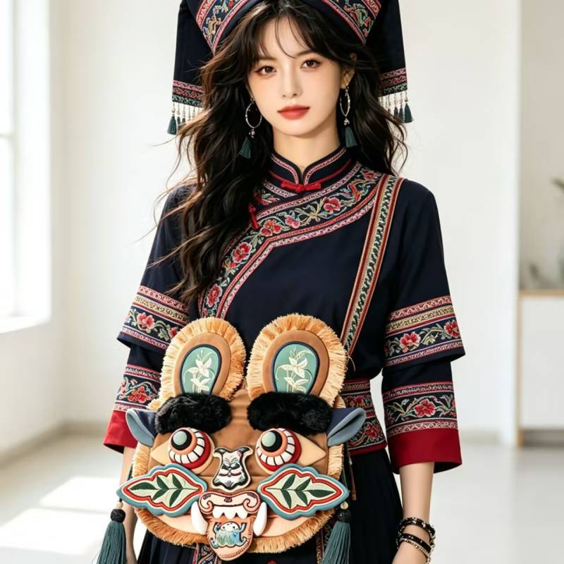 Traditional Tiger Head Plush Bag With Pp Cotton Filling For Women And Men