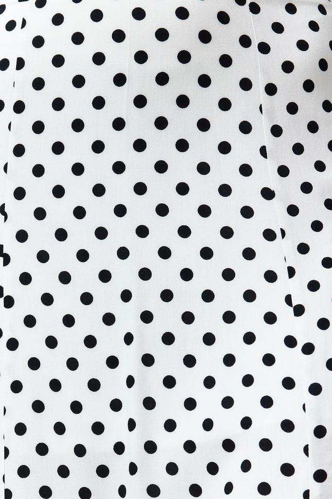 Women's Style Skirt Ecru Polka Dot Slit Detailed Viscose Midi Woven Skirt