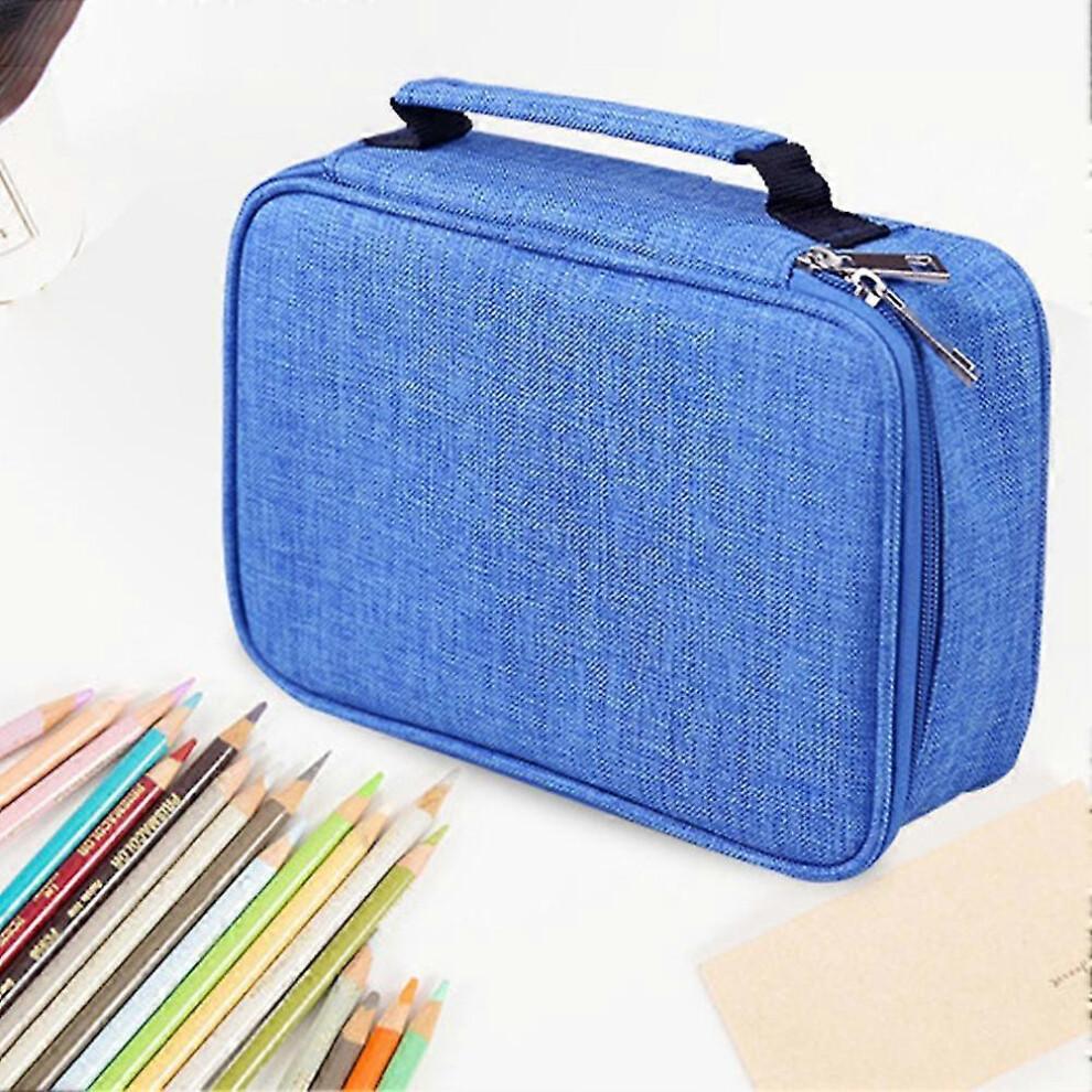 (Black) Portable Storage Porous Stationery Box Large Capacity Pencil Case For Student/office
