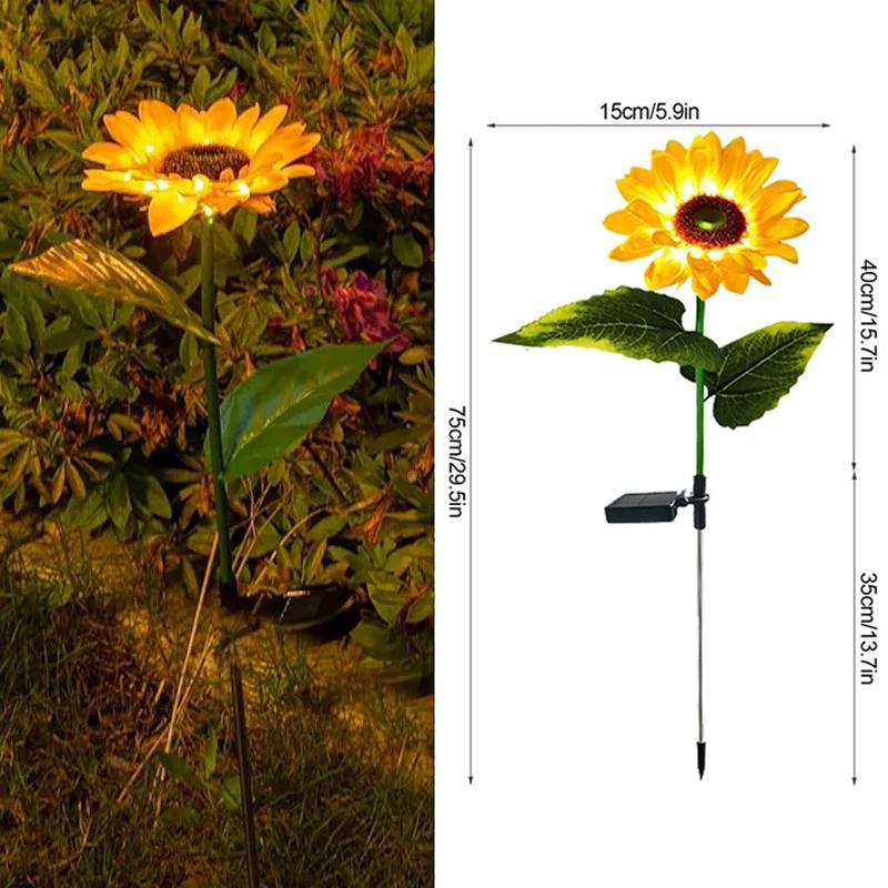 

Светодиодные солнечные фонари Подсолнух Водонепроницаемая лампа Грунтовый уличный газонный светильник Для двора Садовый колышек Дворовое праздничное украшение