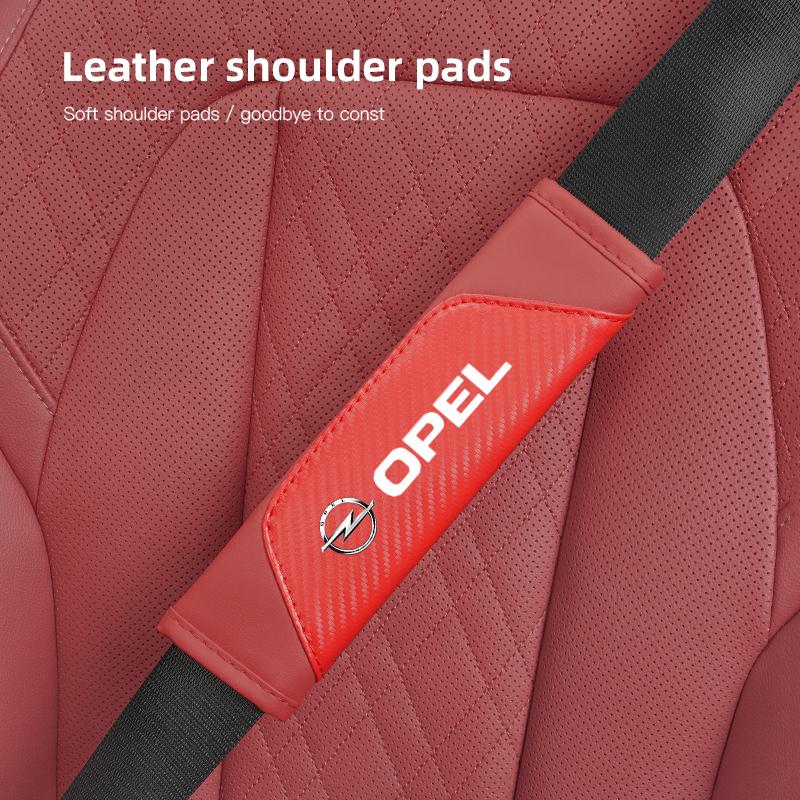 2pcs Car Seat Belt Cover Leather Shoulder Pad Accessories For Opel Astra Insignia Vivaro Corsa Mokka Zafira Vectra OPC Vauxhall
