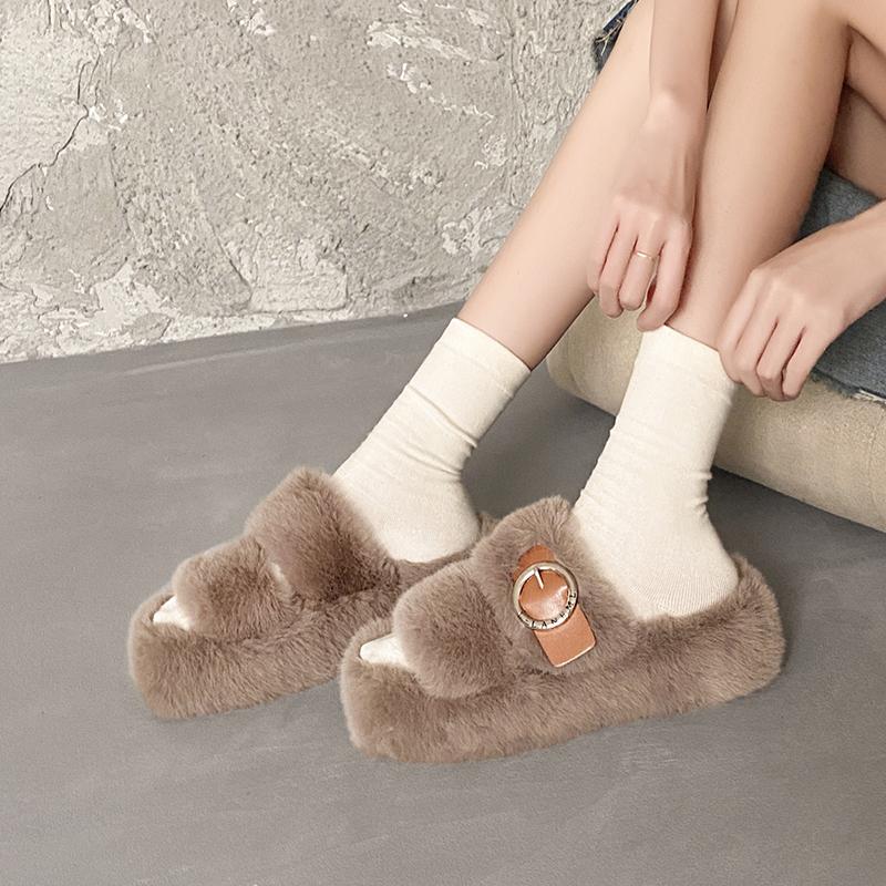 Women Slippers Thick Bottom Double Slippers  Autumn/Winter New Style Korean Shoes Women Soft Bottom Cotton Home Slides Women