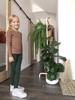 Girls' Cotton Ribbed Leggings, Forest Green, Size 104/110