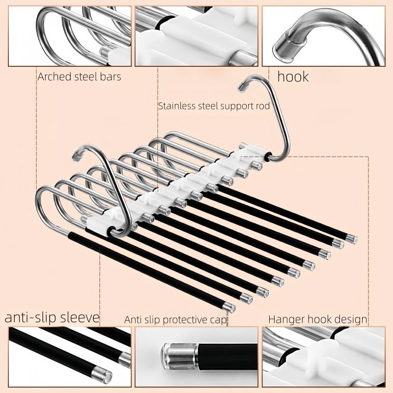 1 Piece of Space Saving Pants Storage Rack with 9/5 Layers, Equipped with A White Non Slip Cover,Suitable for All Kinds of Pants