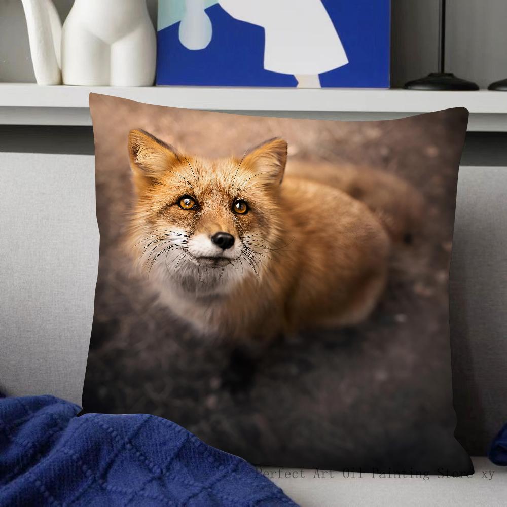 Cute Wild Fox Pillow Case Fashion Square Pillowcase Bedroom Sofa Room Ins Decoration Leisure Cushion Cover 40x40