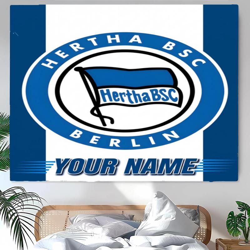 Hertha BSC Tapestry with Custom Name Wall Hanging Room Background Cloth Home Decor Beach Mat Yoga Mat Sofa Bed Sheet