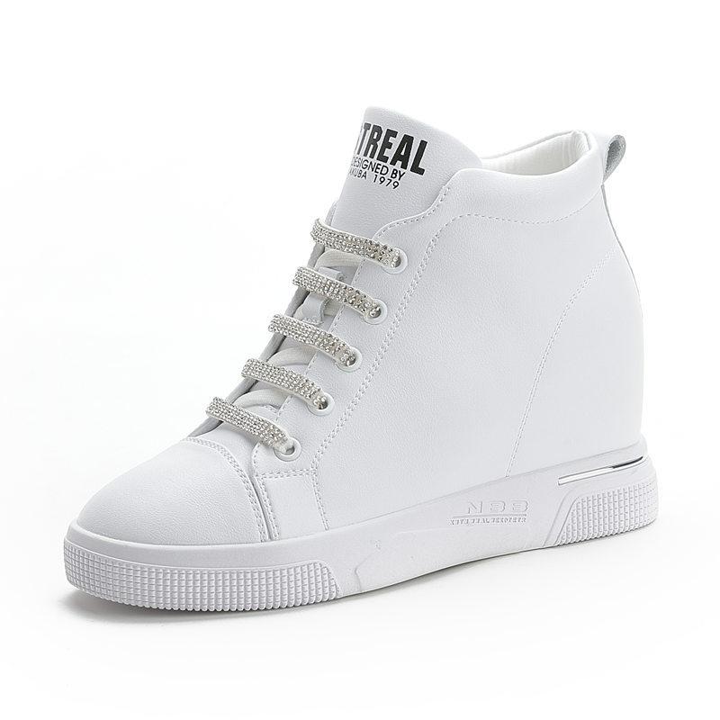 Inner Heightening Women's Shoes Spring New Casual Shoes Versatile High-top Shoes Side Zipper Wedge Heel Sports Shoes