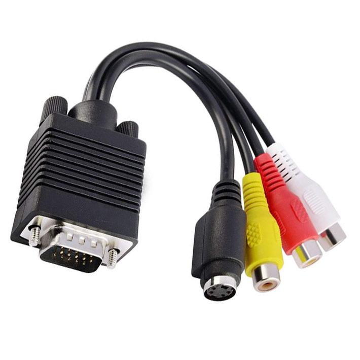 VGA to AV Converter Cable with Audio: VGA to S-Video and 3 RCA Connectors