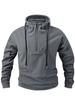 American-Style Autumn/Winter Men's Fleece Hooded Zipper Sweatshirt with Loose Fit and Stand Collar.