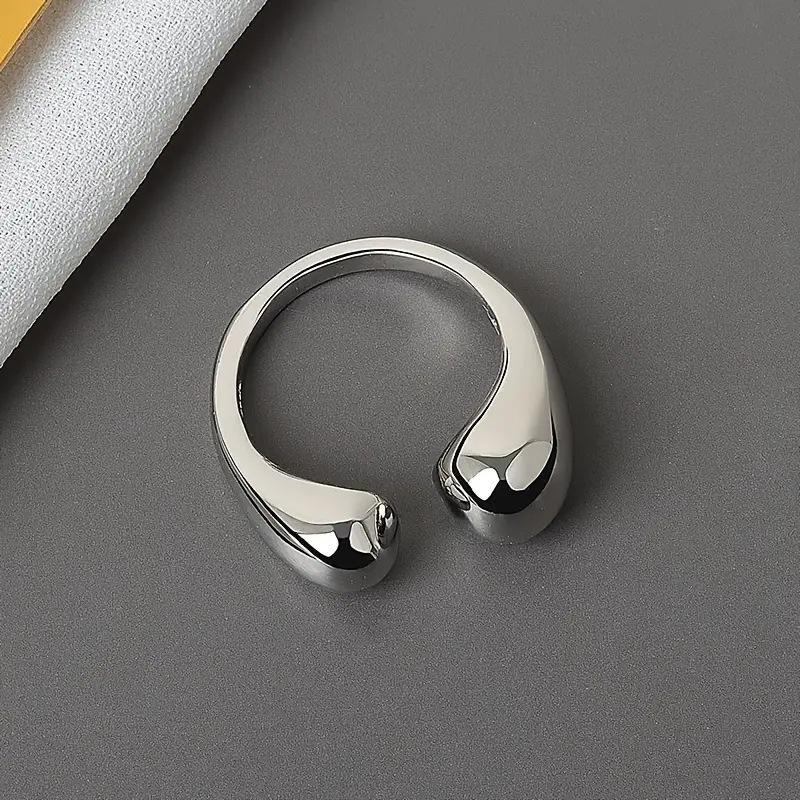 

Minimalist Retro Alloy Teardrop Geometric Irregular Design Couple Ring срібний