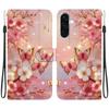 Étui à rabat en cuir PU fait main pour Samsung Galaxy A26 (SM-A266E)- Housse Antidérapante Antichoc avec Dragonne et Motifs Chat Cœur/Rose