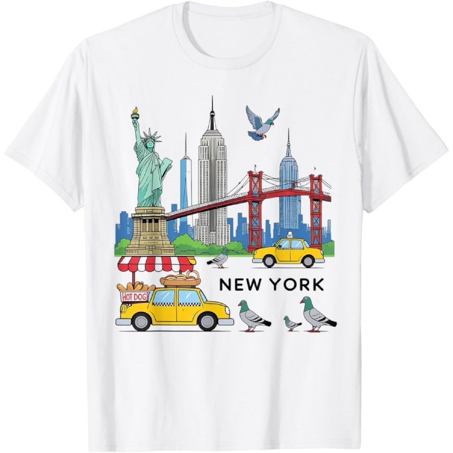 Kids NYC Souvenir New York City USA Icons Yellow Taxi Pigeon T-Shirt XXXXXL белый