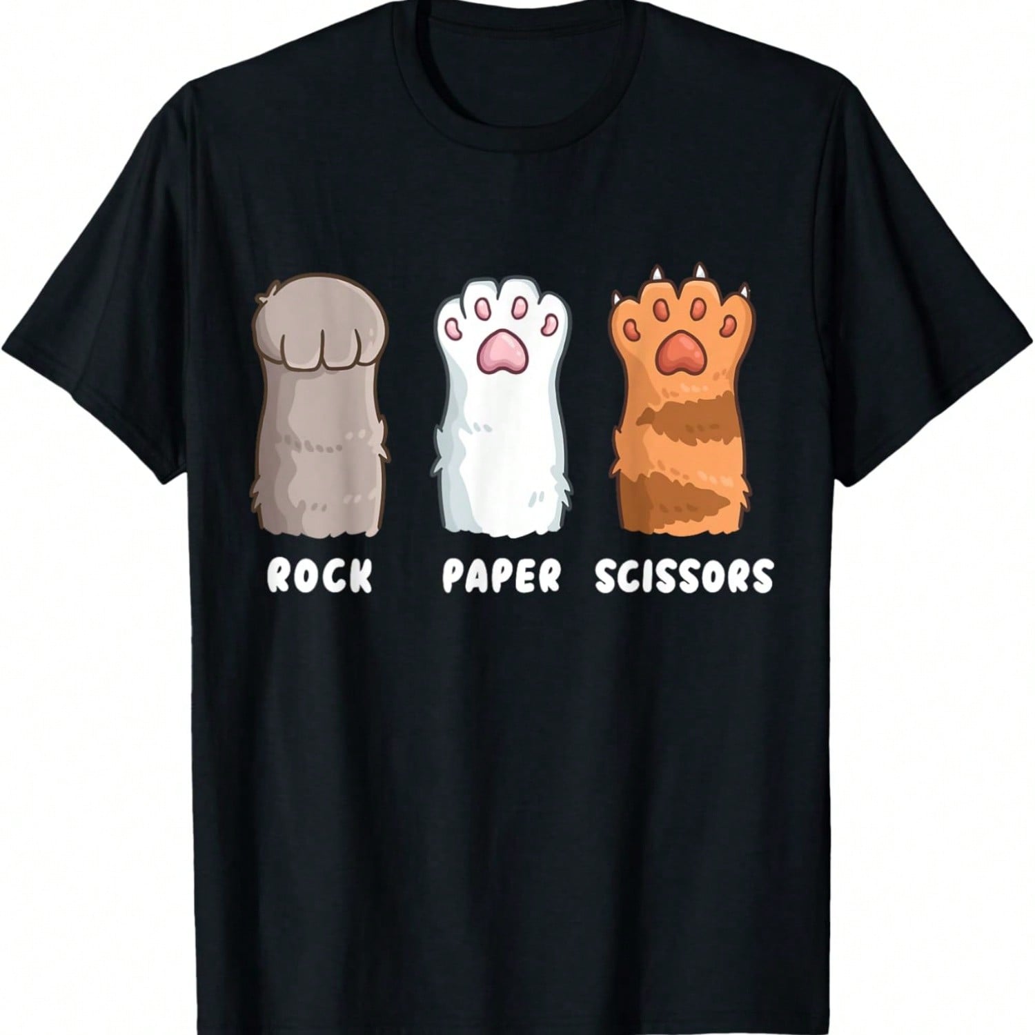 Cat Lover Cat Owner Funny Cat Rock Paper Scissors T-Shirt S