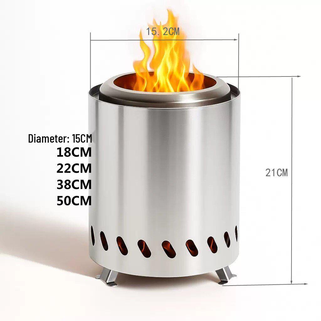 Stainless Steel Portable Smokeless Wood Stove with Legs for Camping & Outdoor Bonfires