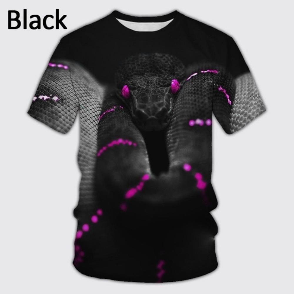 

Летние футболки со змеями для мужчин, футболка с изображением животных в стиле 3D, повседневная мода в стиле хип-хоп, крутой топ с круглым вырезом и коротким рукавом 5XL