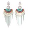 2025 Diamond Geometric Flower Tassel Earrings – Korean Cold Style, Light Luxury for Women