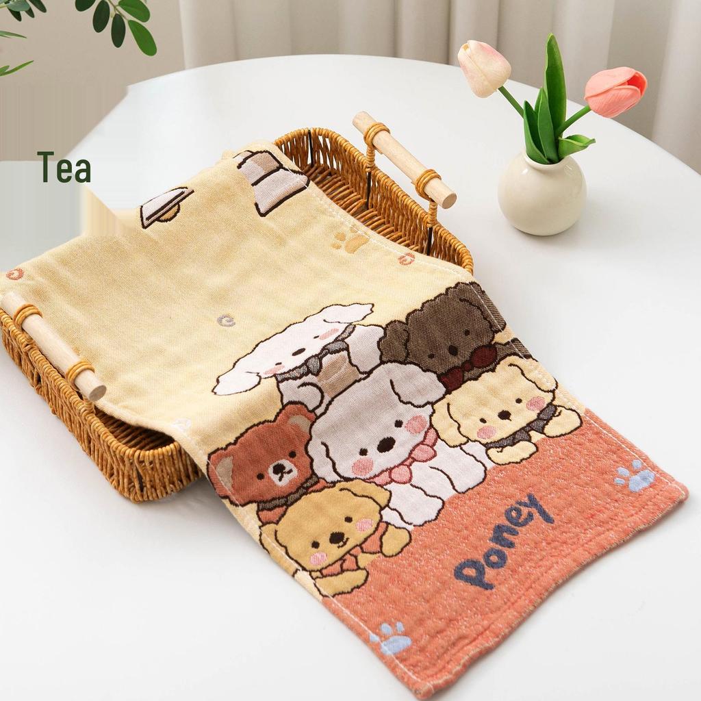 Children's Cartoon Pure Cotton Gauze Bath Towel, Thickened & Soft, Skin-Friendly, Four Layers, 25x50cm