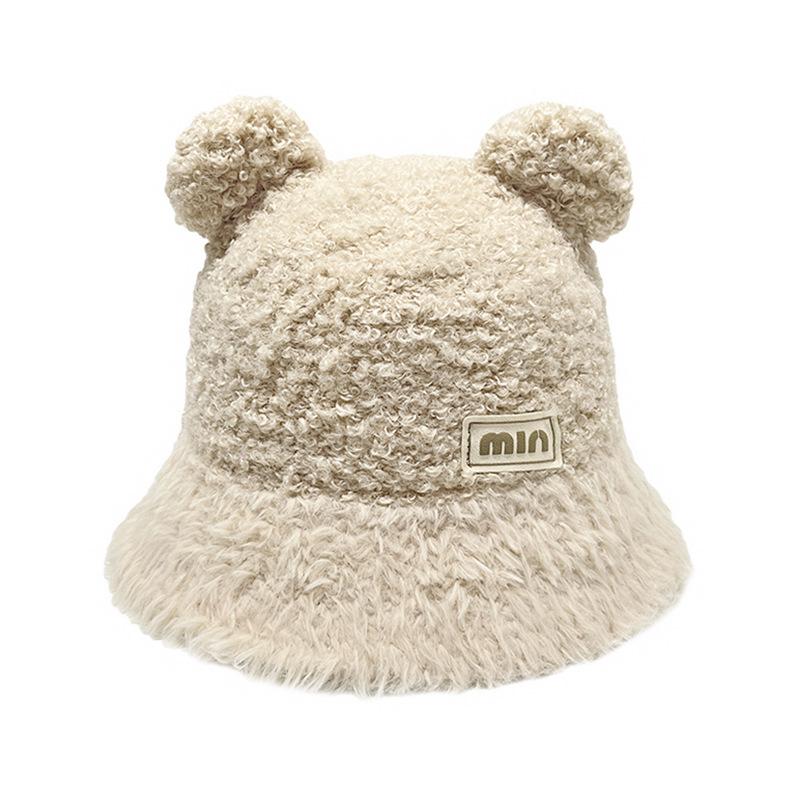 Women's Plush Hat Winter Warm Fisherman Hat Versatile Cute Little Bear Basin Hat