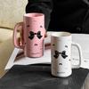 Bow Ceramic Straight Cup Office Gift Gift Cup for Best Friend with High Appearance Cup for Girls Household Water Cup