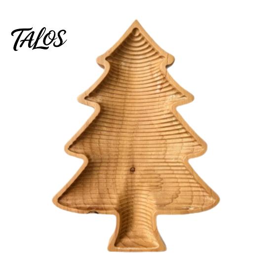 Wooden Candy Holder for Christmas Tree Serving Tray, Nut Dish, Xmas Tree‑Shaped Snack Storage Natural Wood Ornament Bowl Plate, Decorative Tabletop