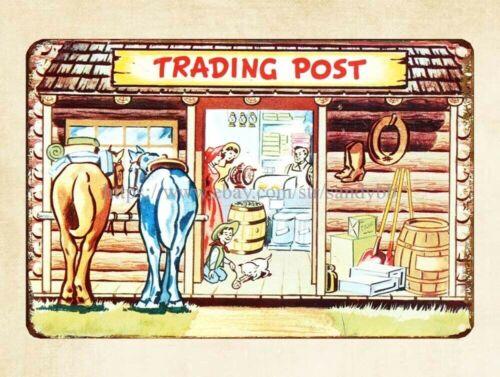 

cool garage stuff Log Cabin Trading Post metal tin signAluminum 20x30cm（7.8x11.8inch）