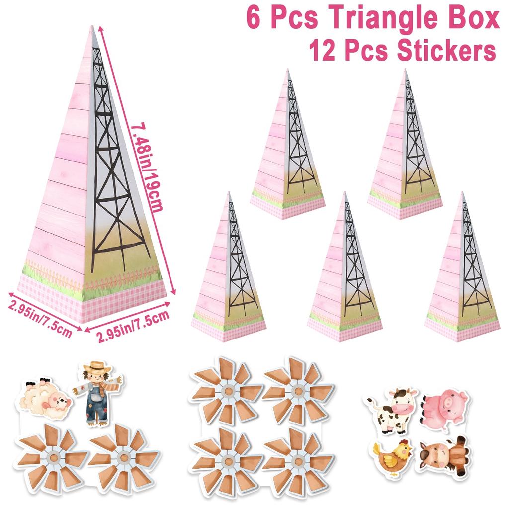 Butterfly Triangle Candy Box Strawberry Unicorn Engineering Vehicle Farm Animal Birthday Party Decor Birthday Gift Packaging Box