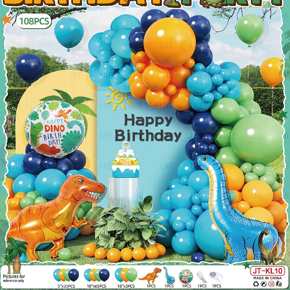 Dinosaurier Geburtstags-Szenendekoration für Kinder - Ballons und Party-Atmosphären-Set für Jungen und Mädchen