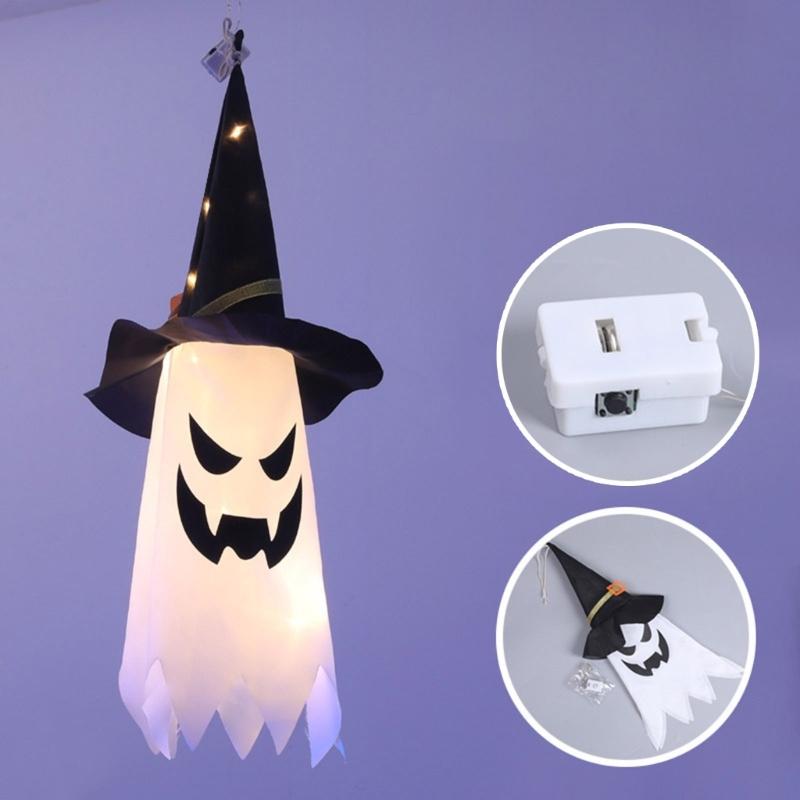 Halloween Decoration Flashing Light LED Skull Festival Dress Up Glowing Wizard Hat Lamps Hanging Decoration Kid Gift