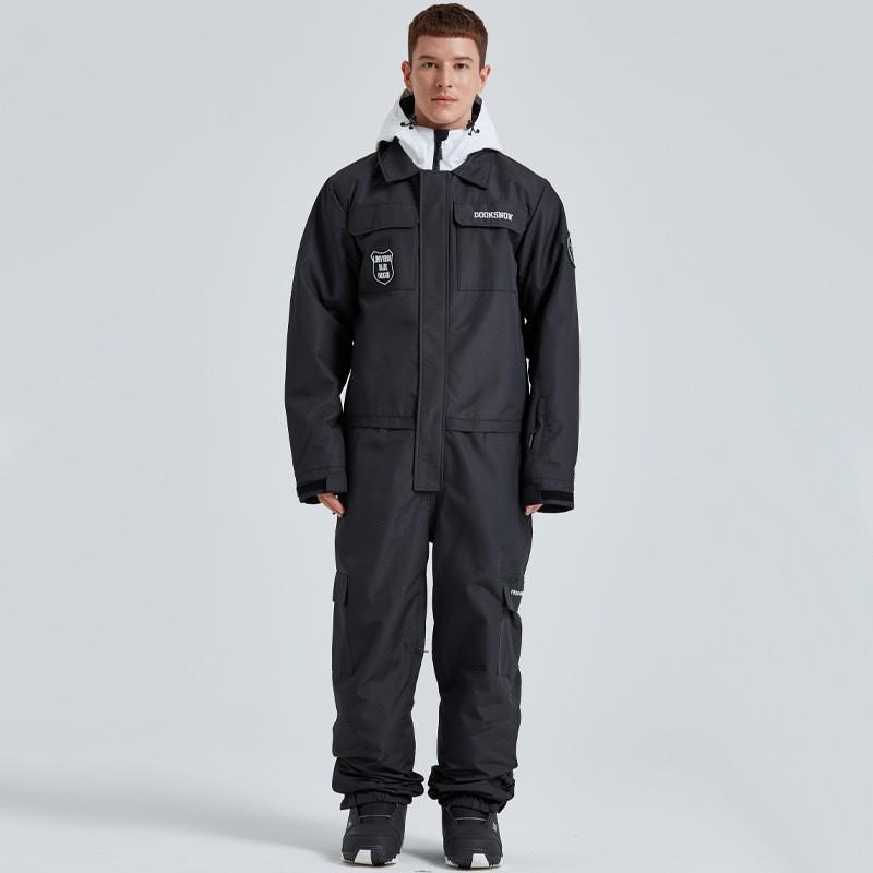 24pcs One-Piece Ski Suit Set Solid Color Unisex Outdoor Snowboard Windproof Waterproof Warm Thick Gear