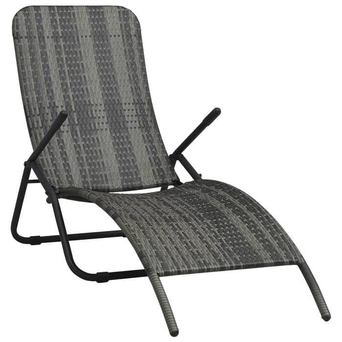 VidaXL Chaise longue pliable Résine tressée Gris