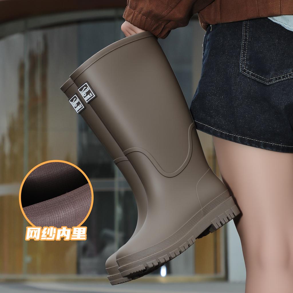 High anti-skid rain boots women's PVC rubber shoes adult four-season outer wear rain shoes rain boots thick sole wear-resistant