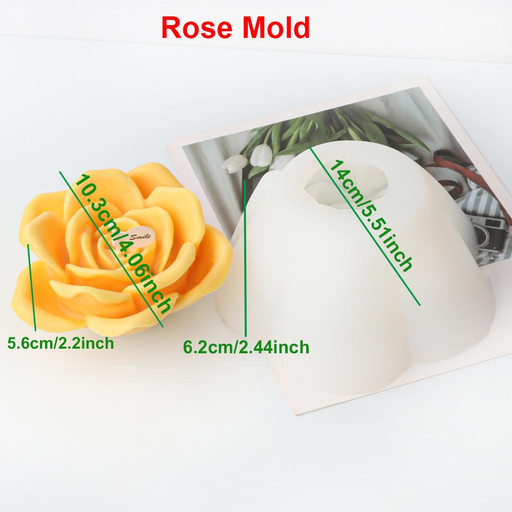 Large Peony Rose Flower Silicone Mold Blooming Flower Candle Resin Concrete Crafts Gypsum Molds DIY Flower Gift Home Decor NONE