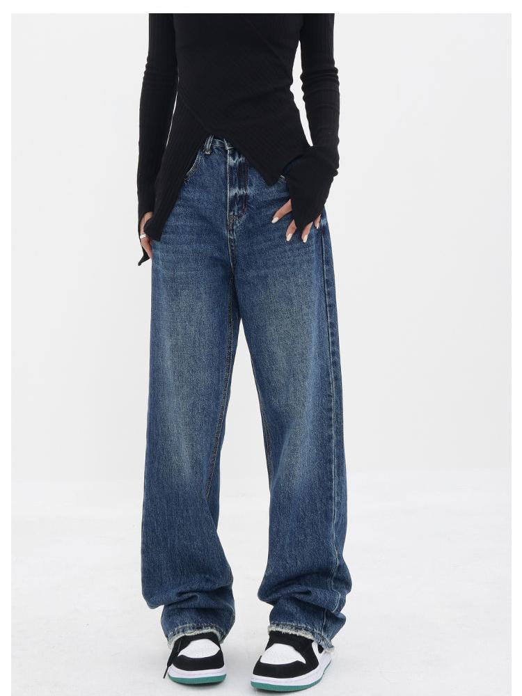 American Fashion Vintage Loose Jeans Women High Waist Vintage Y2k Harajuku Denim Trousers Female Retro Casual Wide Pants New