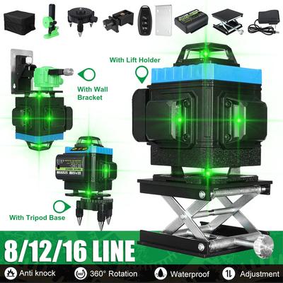 4D 16 Lines Laser Level Level Self-Leveling 360 Horizontal And Vertical Cross Super Powerful Green Laser Level