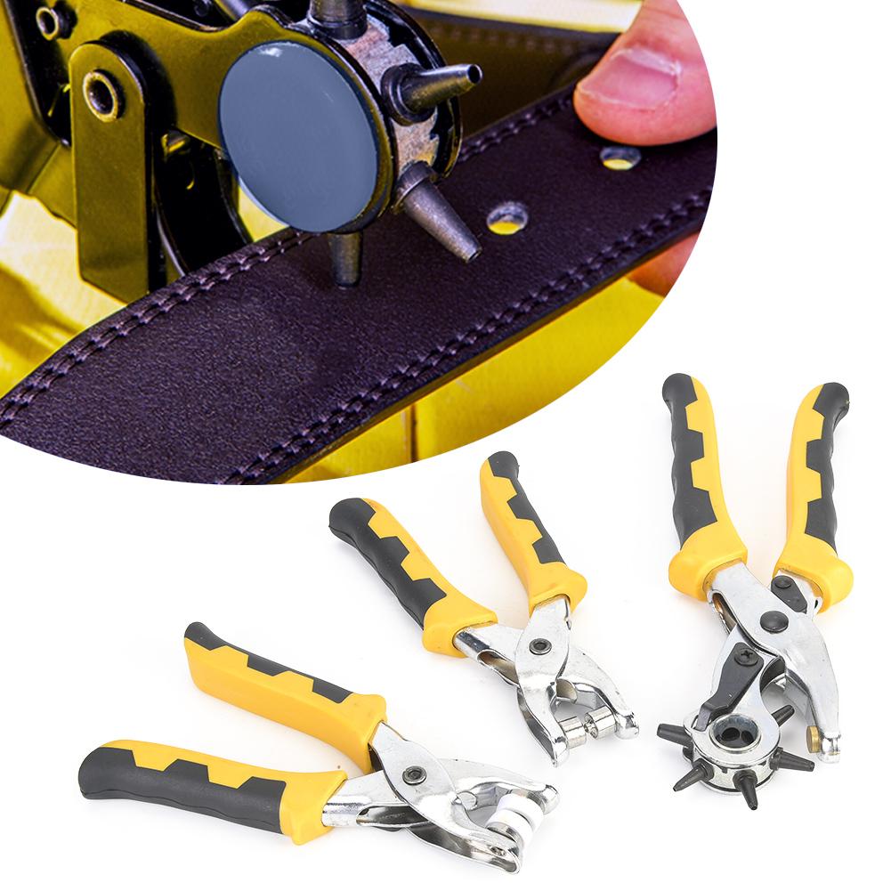 3 Pcs Leather Belt Hole Puncher Forcep Pliers Belt Craft Tool and Metal Belt Button Kit