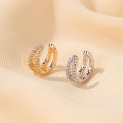 1 PCS Simple C-shaped Cute Geometric Crystal Ear Cuff Non Pierced Clip Earring Trendy Punk Small Gold Color Open Circle Earrings