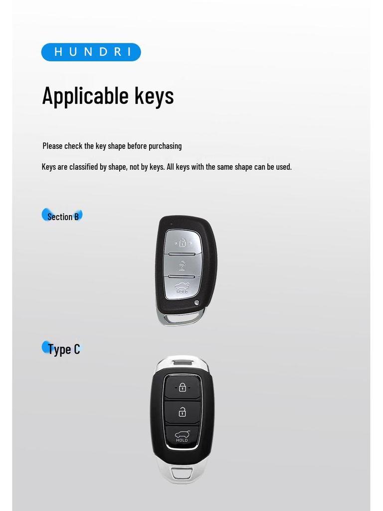 Hyundai Key Cover for 7th Gen Elantra, Fiesta, Sonata, ix35, ix25, and Santa Fe
